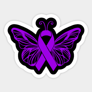 Awareness Ribbon Butterfly Purple Sticker